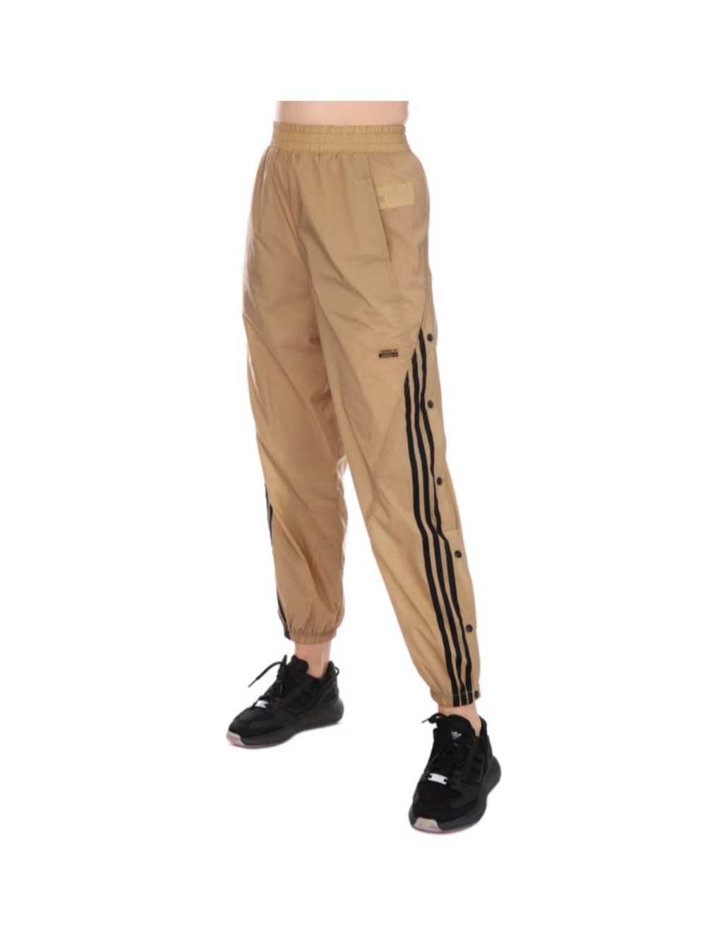 adidas Tan Jogger Pants with Black Side Stripes